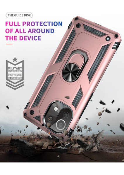 Xiaomi Mi 11 Lite Kılıf Sofya Yüzüklü Silikon Kapak - Rose 300099