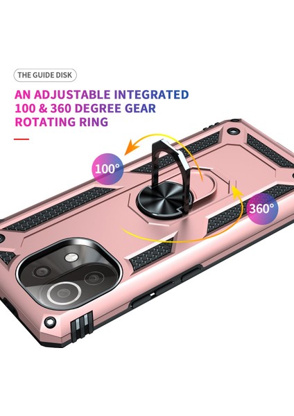 Xiaomi Mi 11 Lite Kılıf Sofya Yüzüklü Silikon Kapak - Rose 300099