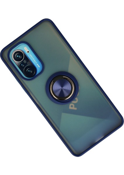 Xiaomi Redmi K40 Kılıf Montreal Yüzüklü Silikon Kapak - Lacivert 300099