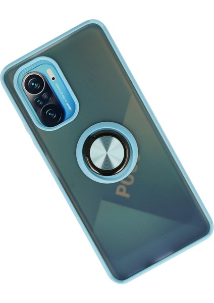 Xiaomi Poco F3 Kılıf Montreal Yüzüklü Silikon Kapak - Buz Mavi 300099