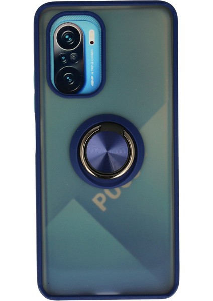 Xiaomi Poco F3 Kılıf Montreal Yüzüklü Silikon Kapak - Lacivert 300099