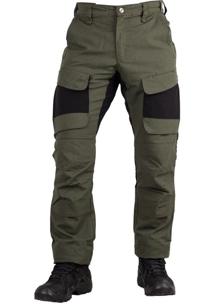 Tactical Pantolon Haki Renk ve Siyah Kaplama Detaylı