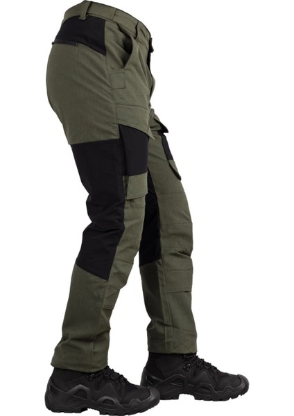 Tactical Pantolon Haki Renk ve Siyah Kaplama Detaylı