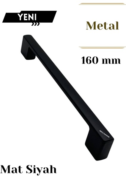 160 mm Metal Siyah Çekmece Kulpları Dolap Mutfak Mobilya Kulpu 1 Adet ( 16 cm ) = 160MM