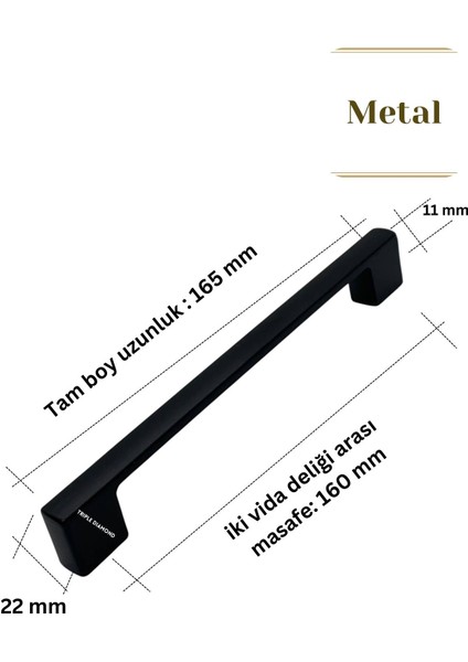 160 mm Metal Siyah Çekmece Kulpları Dolap Mutfak Mobilya Kulpu 1 Adet ( 16 cm ) = 160MM modelleri