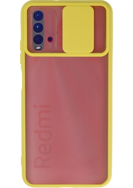 Xiaomi Redmi 9t Kılıf Palm Buzlu Kamera Sürgülü Silikon - Sarı 300099