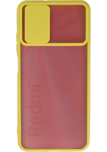 Xiaomi Redmi 9t Kılıf Palm Buzlu Kamera Sürgülü Silikon - Sarı 300099