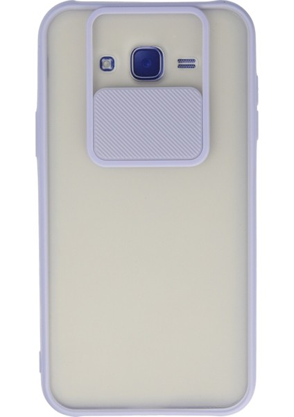 Samsung Galaxy J7 Kılıf Palm Buzlu Kamera Sürgülü Silikon - Lila 300099