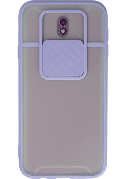 Samsung Galaxy J7 Pro / J730 Kılıf Palm Buzlu Kamera Sürgülü Silikon - Lila 300099