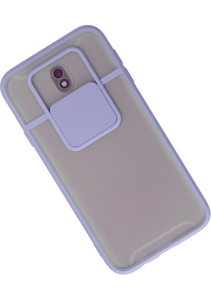Samsung Galaxy J7 Pro / J730 Kılıf Palm Buzlu Kamera Sürgülü Silikon - Lila 300099
