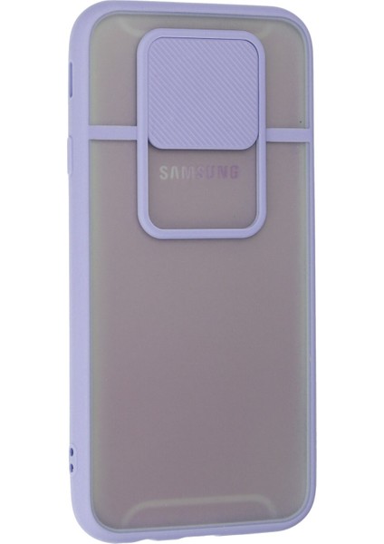 Samsung Galaxy J7 Pro / J730 Kılıf Palm Buzlu Kamera Sürgülü Silikon - Lila 300099