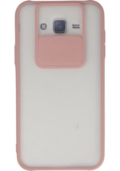 Samsung Galaxy J7 Kılıf Palm Buzlu Kamera Sürgülü Silikon - Pembe 300099