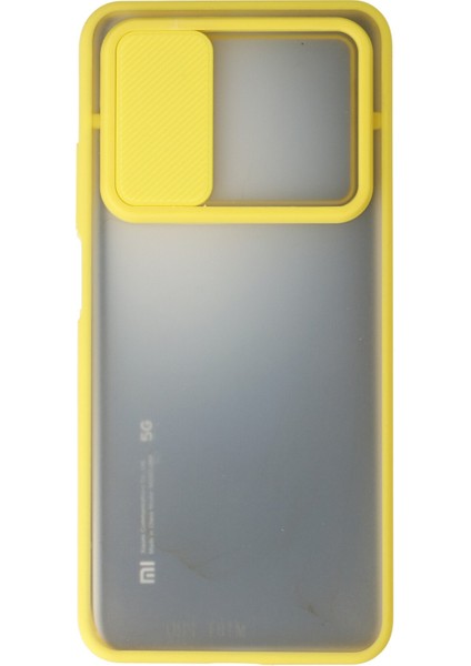 Xiaomi Mi 10T Pro Kılıf Palm Buzlu Kamera Sürgülü Silikon - Sarı 300099