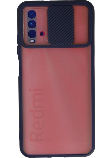 Xiaomi Redmi 9t Kılıf Palm Buzlu Kamera Sürgülü Silikon - Lacivert 300099