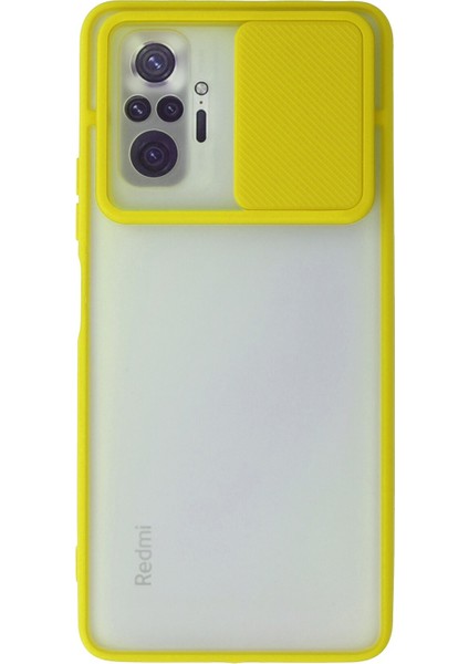 Xiaomi Redmi Note 10 Pro Kılıf Palm Buzlu Kamera Sürgülü Silikon - Sarı 300099
