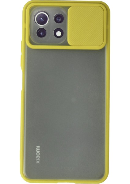 Xiaomi Mi 11 Lite Kılıf Palm Buzlu Kamera Sürgülü Silikon - Sarı 300099