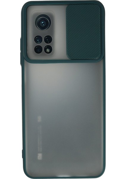 Xiaomi Mi 10T Pro Kılıf Palm Buzlu Kamera Sürgülü Silikon - Yeşil 300099
