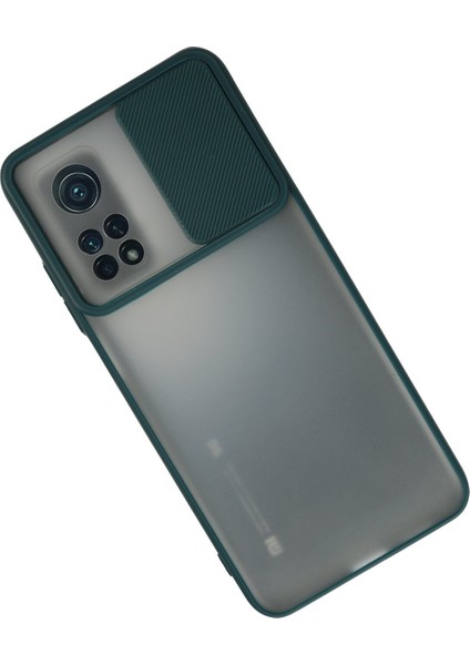 Xiaomi Mi 10T Pro Kılıf Palm Buzlu Kamera Sürgülü Silikon - Yeşil 300099