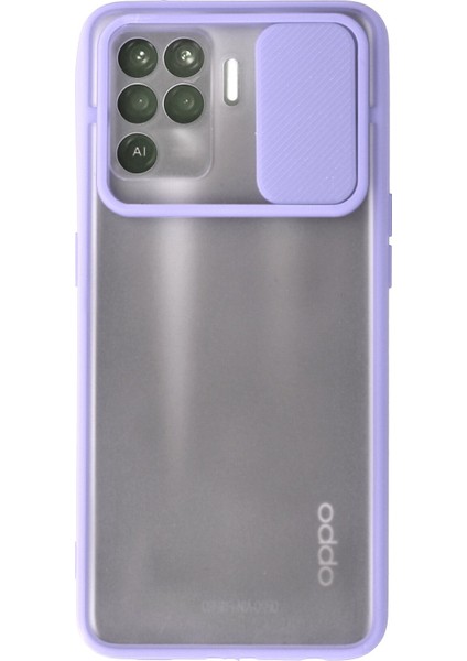 Oppo Reno 5 Lite Kılıf Palm Buzlu Kamera Sürgülü Silikon - Lila 300099