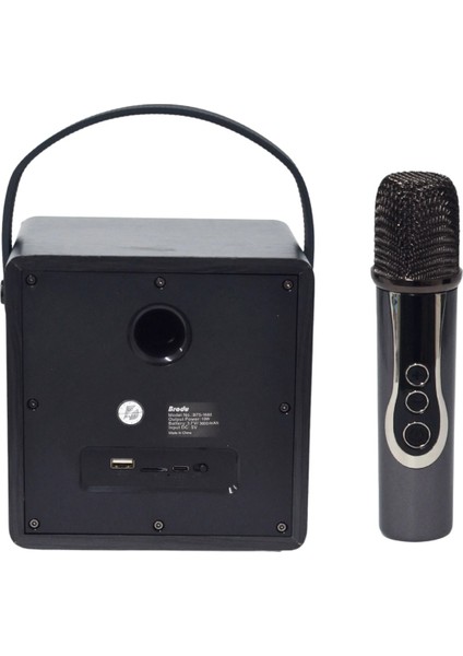 BRADU-1688 Bluetooth Taşınabilir Hoparlör 4 Inc Ahşap Kasa Kablosuz Karaoke Mikrofon fırsatları