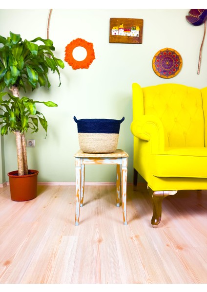 Düzenleyici Kulplu Üstü Siyah Şeritli Doğal Örgü Sepet Orta fiyatları