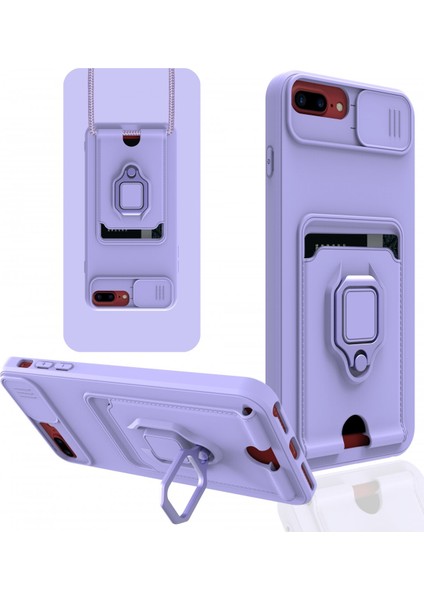 Iphone 8 Plus Kılıf Zuma Kartvizitli Yüzüklü Silikon - Lila 300099