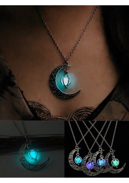 Karanlıkta Parlayan Ay Yıldız Moon Kolye fırsatları
