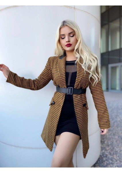 Kadın Hardal Kaşe Blazer Astarlı Ceket Günlük fiyatları
