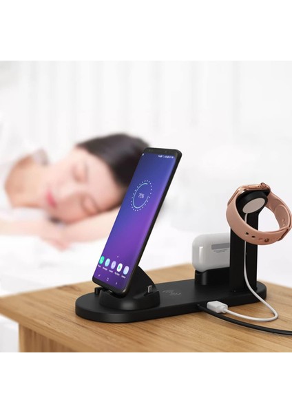 5 In 1 Kablosuz Şarj Standı Pad iPhone Hızlı Şarj Dock Istasyonu