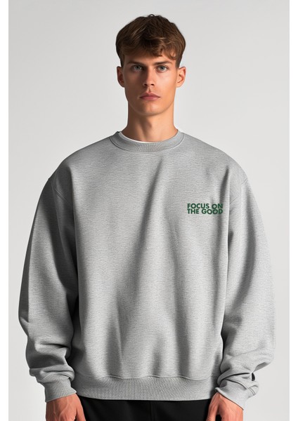 Focus Oversize Sweatshirt Erkek - Gri
