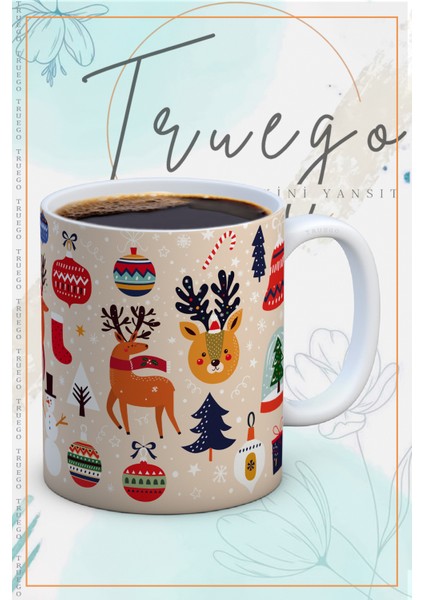 Baskılı Kupa Bardak Seramik Mug - Yılbaşı Simge