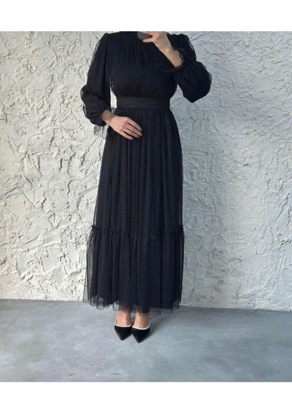 Tesettür Tül Abiye Elbise