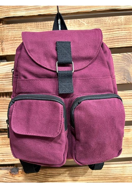 Sade Şık Renkli ve Çok Cepli Sırt Çantası