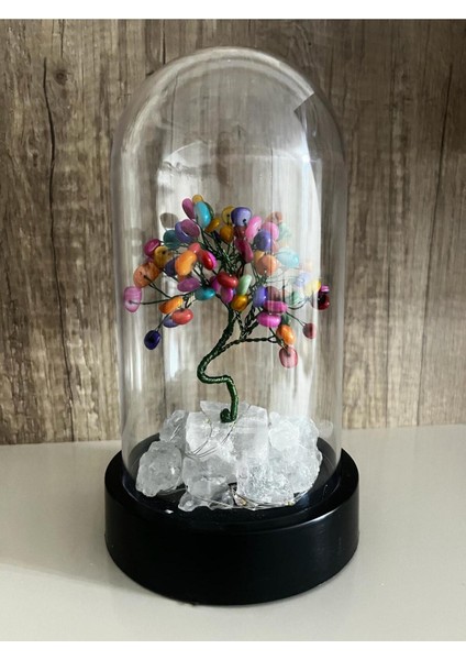 Sertifikalı Taş Sedef Tasarımlı Bakır Tel Sarma Işıklı Fanus Aksesuar 21X12 cm Büyük Boy fiyatları