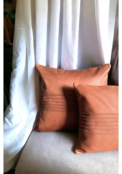 Etiyopya Suni Nubuk Çizgili Kiremit Kare Dikdörtgen 2'li Set Dekoratif Kırlent Kılıfları 50x30 43x43 fırsatları