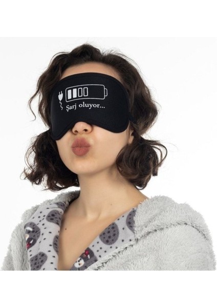 Uyku Maskesi Göz Bandı Şarj Oluyor Pamuk İç Yüzeyle Beyaz-Siyah Renk 1 Adet fiyatları