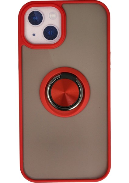Iphone 13 Kılıf Montreal Yüzüklü Silikon Kapak - Kırmızı 300099