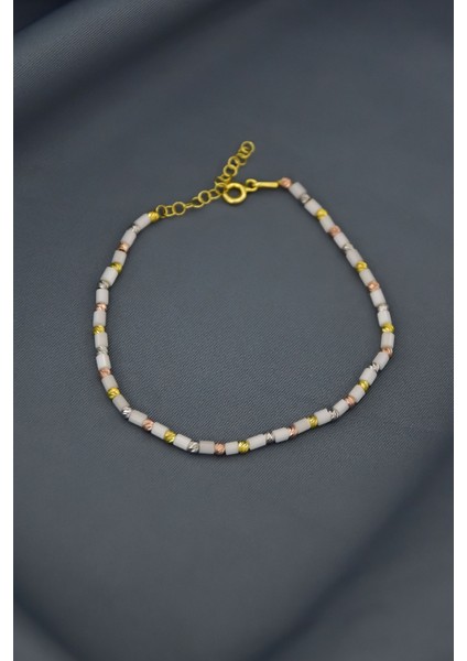 925 Ayar Gümüş Gold Kaplama Dorika Toplu , Kesme Boru Boncuk Bileklik modelleri