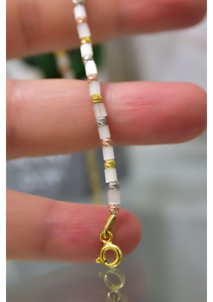 925 Ayar Gümüş Gold Kaplama Dorika Toplu , Kesme Boru Boncuk Bileklik fırsatları