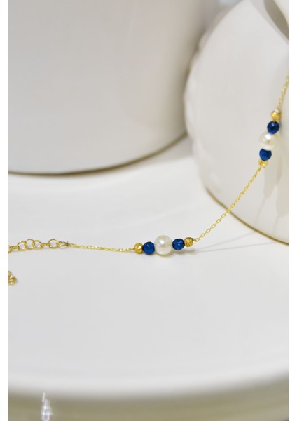 925 Ayar Gümüş Gold Kaplama Üçlü Incili Dorika Toplu Bileklik fiyatları