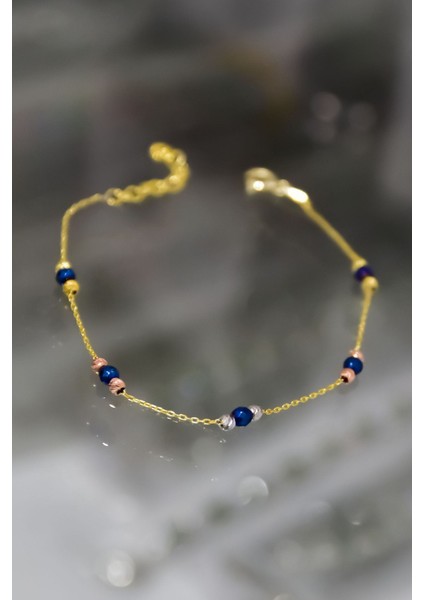 925 Ayar Gümüş Gold Kaplama Beşli Dört Renk Dorika Toplu Bileklik fiyatları