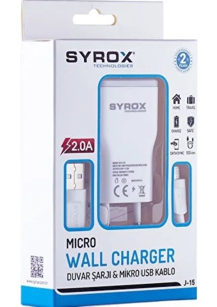 J15 Typemicro 2.0 A Şarj Aleti (Başlık ve Kablo Set)