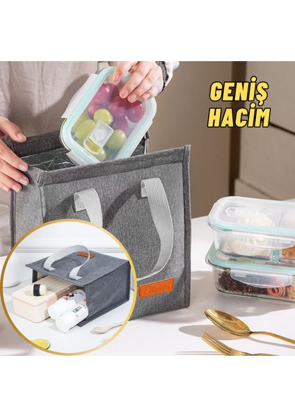 Yemek Taşıma Beslenme ve Piknik Çantası Sıcak Soğuk Isı Tutucu Günlük Iş Yeri Yemek Çantası