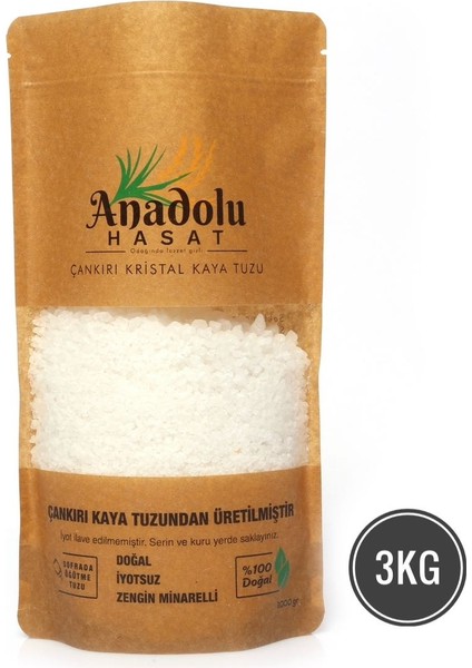 3kg Çankırı Kristal Öğütülmüş Kaya Tuzu