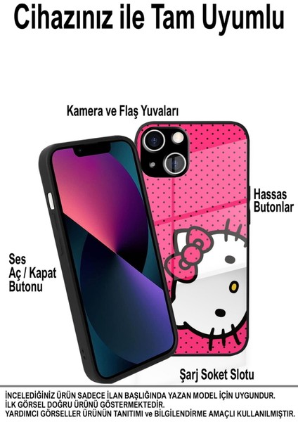 Samsung Galaxy A50 ile Uyumlu Silikon Arkası Cam Kapak Hello Kitty Tasarımlı Cam Kılıf modelleri