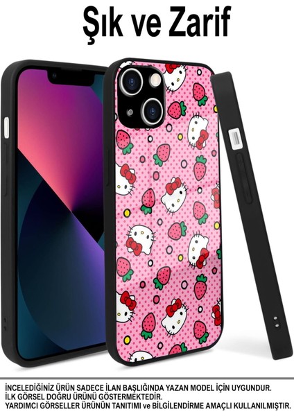Samsung Galaxy A30S ile Uyumlu Silikon Arkası Cam Kapak Hello Kitty Tasarımlı Cam Kılıf