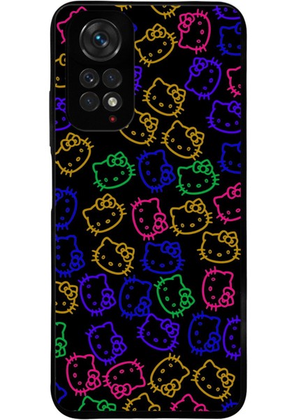 Xiaomi Redmi Note 11 ile Uyumlu Silikon Arkası Cam Kapak Hello Kitty Tasarımlı Cam Kılıf
