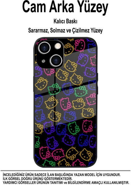 Xiaomi Redmi Note 11 ile Uyumlu Silikon Arkası Cam Kapak Hello Kitty Tasarımlı Cam Kılıf