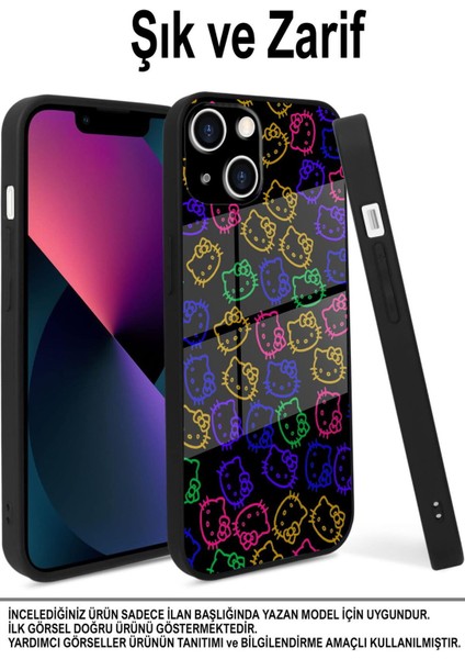 Xiaomi Redmi Note 11 ile Uyumlu Silikon Arkası Cam Kapak Hello Kitty Tasarımlı Cam Kılıf
