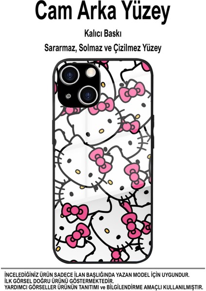 Samsung Galaxy A71 ile Uyumlu Silikon Arkası Cam Kapak Hello Kitty Tasarımlı Cam Kılıf